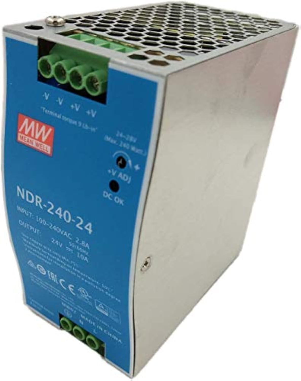MEAN WELL NDR-240-24 240W 24VDC 10A Industrial DIN Rail Power Supply, CE, UL