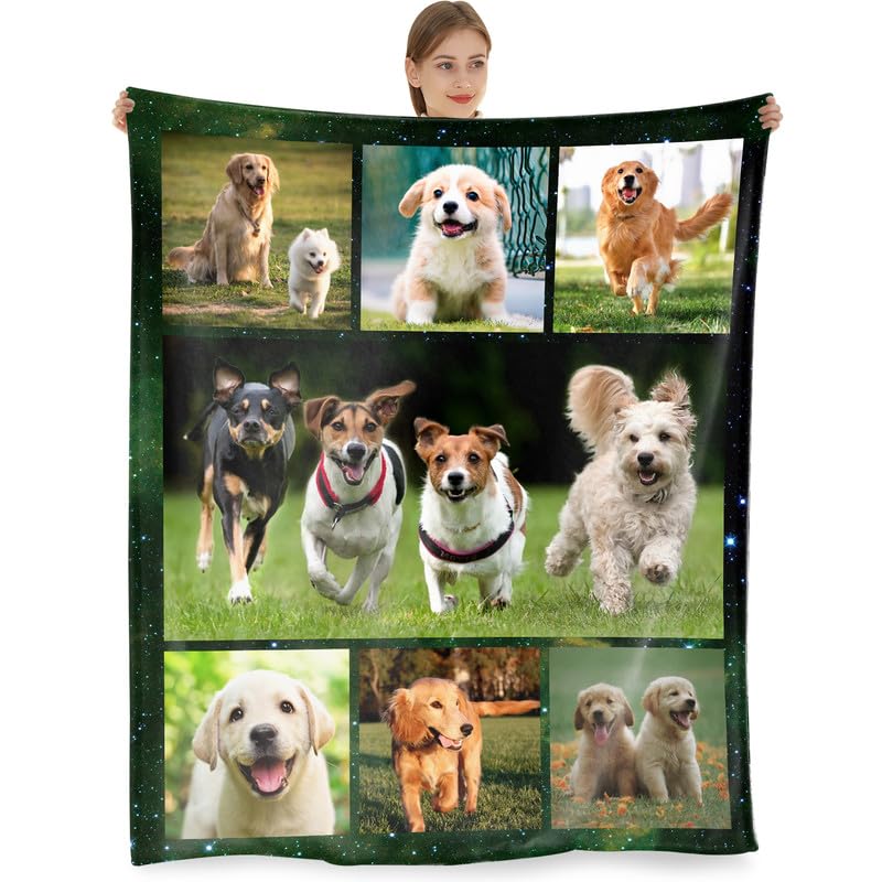 Personalised Blanket,Custom Blanket with Photos Customized Flannel Throw Blanket for Adults Kids,Personalised Gifts for Mum,Dad,Boyfriend,Girlfriend,Best Friends(7Photo-100x127cm) — image 1