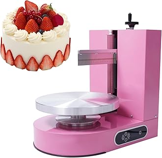 LARIDEN Cake Decorating Machine, Automatic Cake Cream Frosting Machine,Cake Icing Machine with Adjustable Scraper, for 4" to 12" Cake, 60-320rpm for Cake Dessert Shops, Home (Pink)