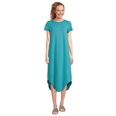 Mod o doc Short Sleeve Maxi Shirttail Crew Neck Dress Women