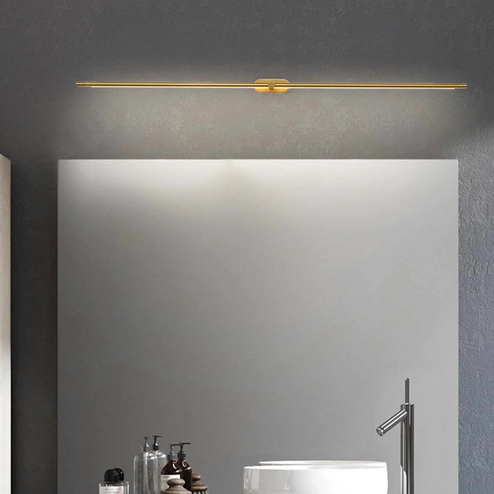 Lampada da Parete a LED Specchio da Bagno Luce Moderna da Parete Striscia Lunga lineare Apparecchiature per toeletta Alluminio s Immagine per Soggiorno Camera da Letto Armadio (Oro