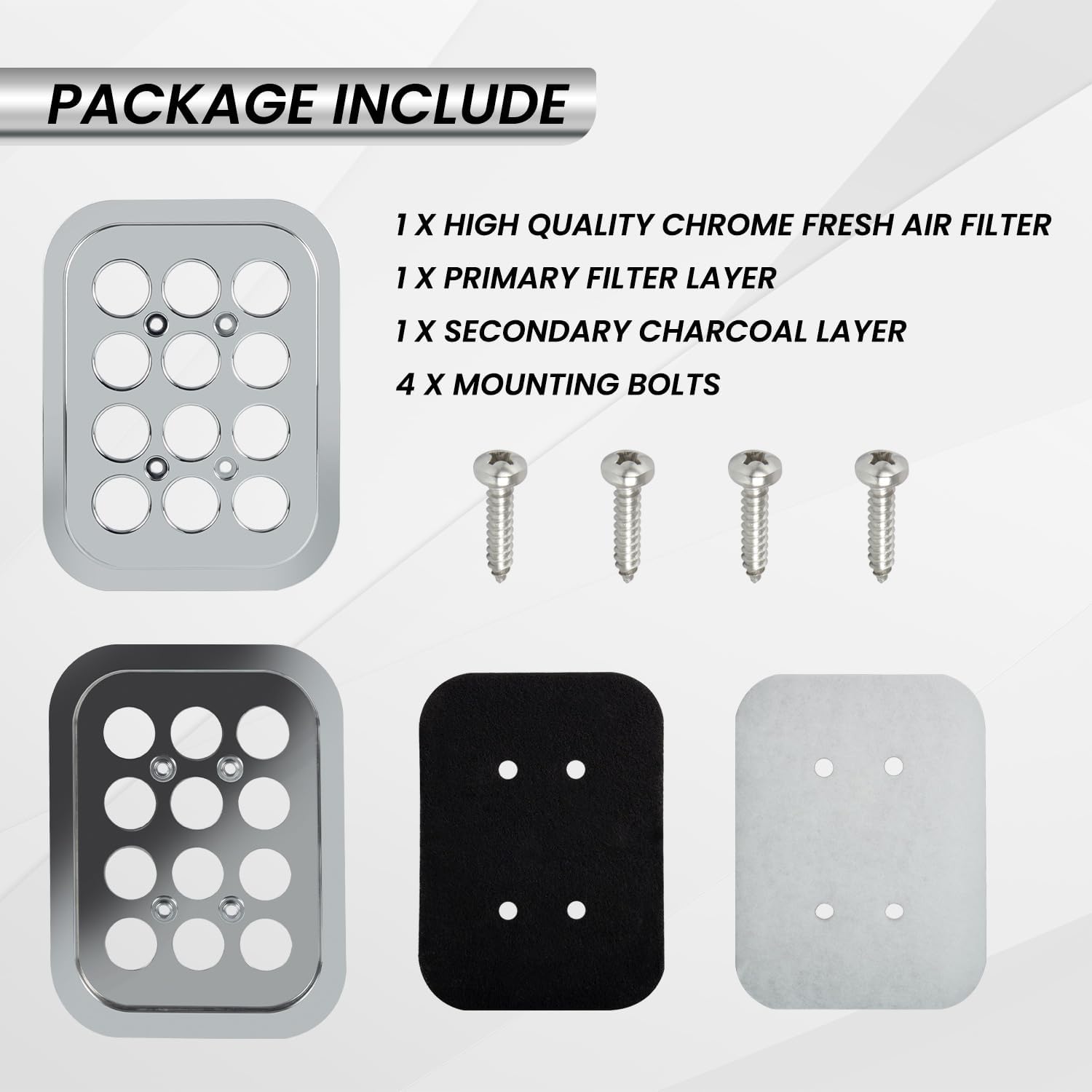 Cab Fresh Filter CF19501C Compatible with Kenworth T450 T800 W800 W900 T600B W900L 1986-2015-Up Chrome Exterior Air Filter with 2 Filter Layer Replaces 19501C