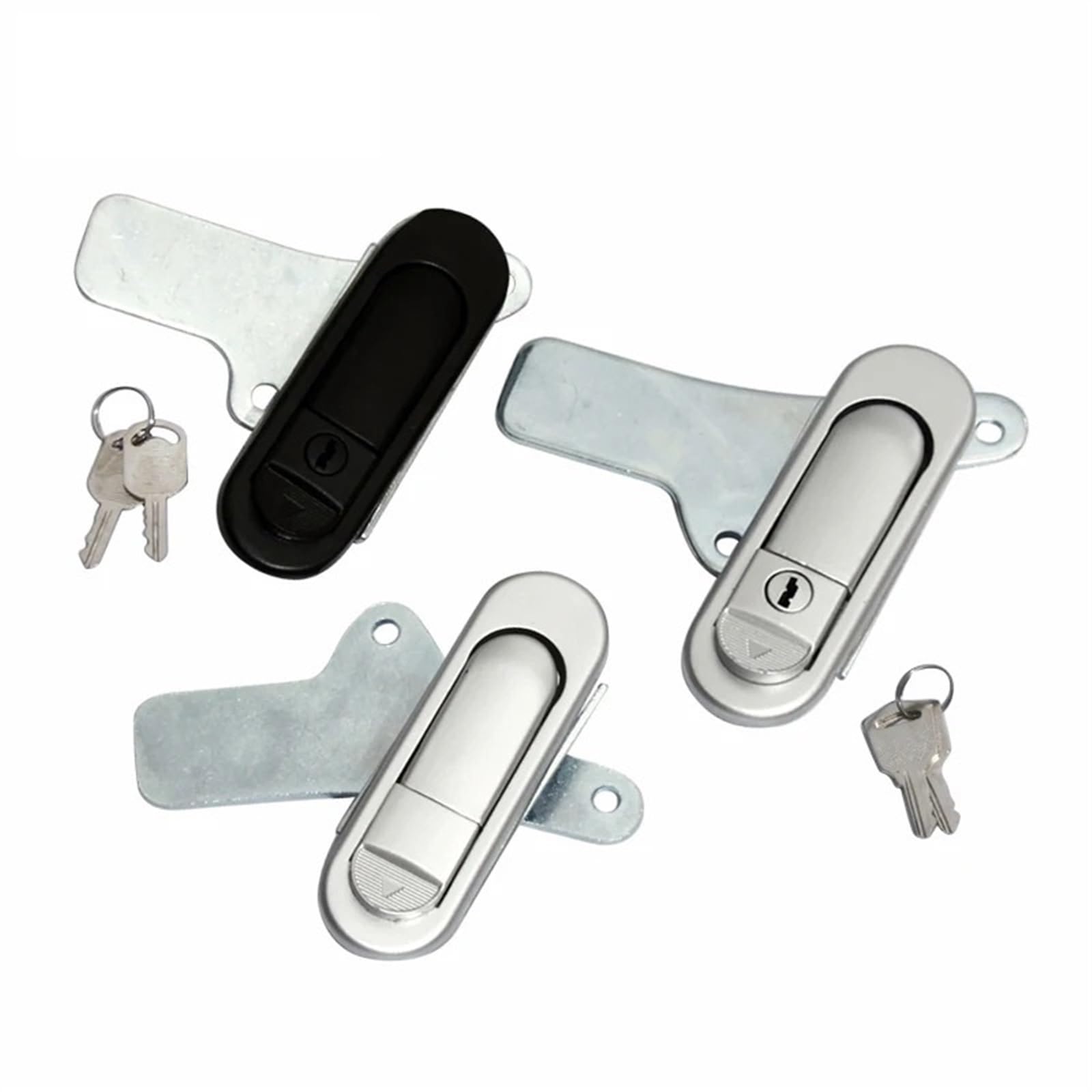 Cerradura de gabinete de aleación de Zinc AB303-1 for caja de distribución Industrial de Metal, cerradura plana de 147x33mm, cerradura de gabinete de buzón plano, 1 Uds.(Silver with key)