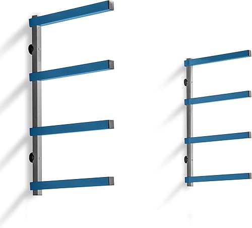 ROCKLER Estantes de almacenamiento de madera de 4 niveles, para montaje en pared, sótano o organizador de garaje, estante de garaje de