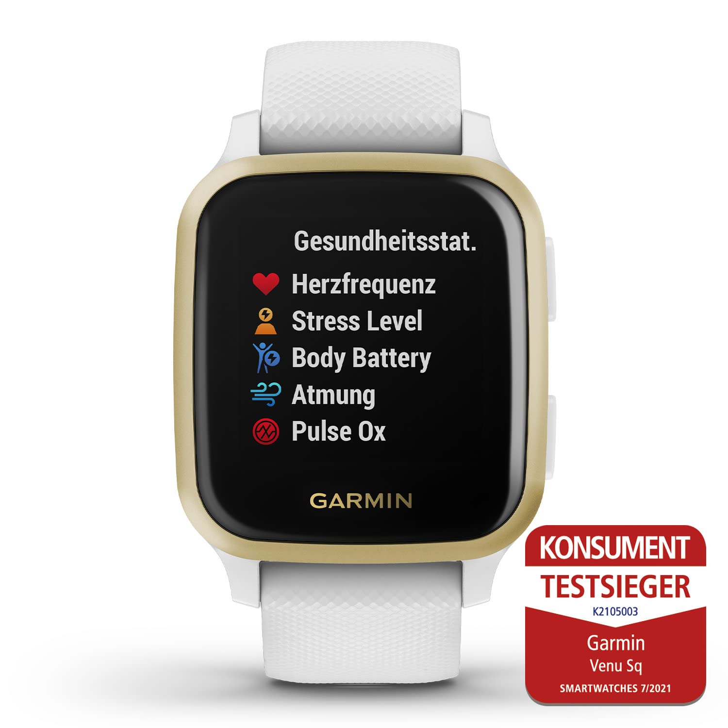 Garmin Venu Sq – wasserdichte GPS-Fitness-Smartwatch mit 1,3" Touchdisplay, Gesundheitstracker & Sport-Apps, Herzfrequenzmessung, Schlafanalyse, 6 Tage Akkulaufzeit, kontaktloses Bezahlen