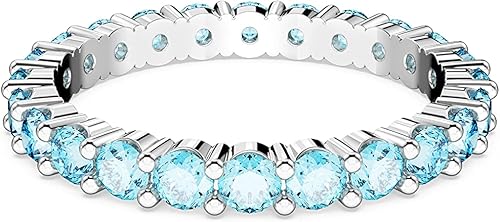 SWAROVSKI Colección de anillos de cristal de matriz, corte redondo, engaste de punta, acabado rodio