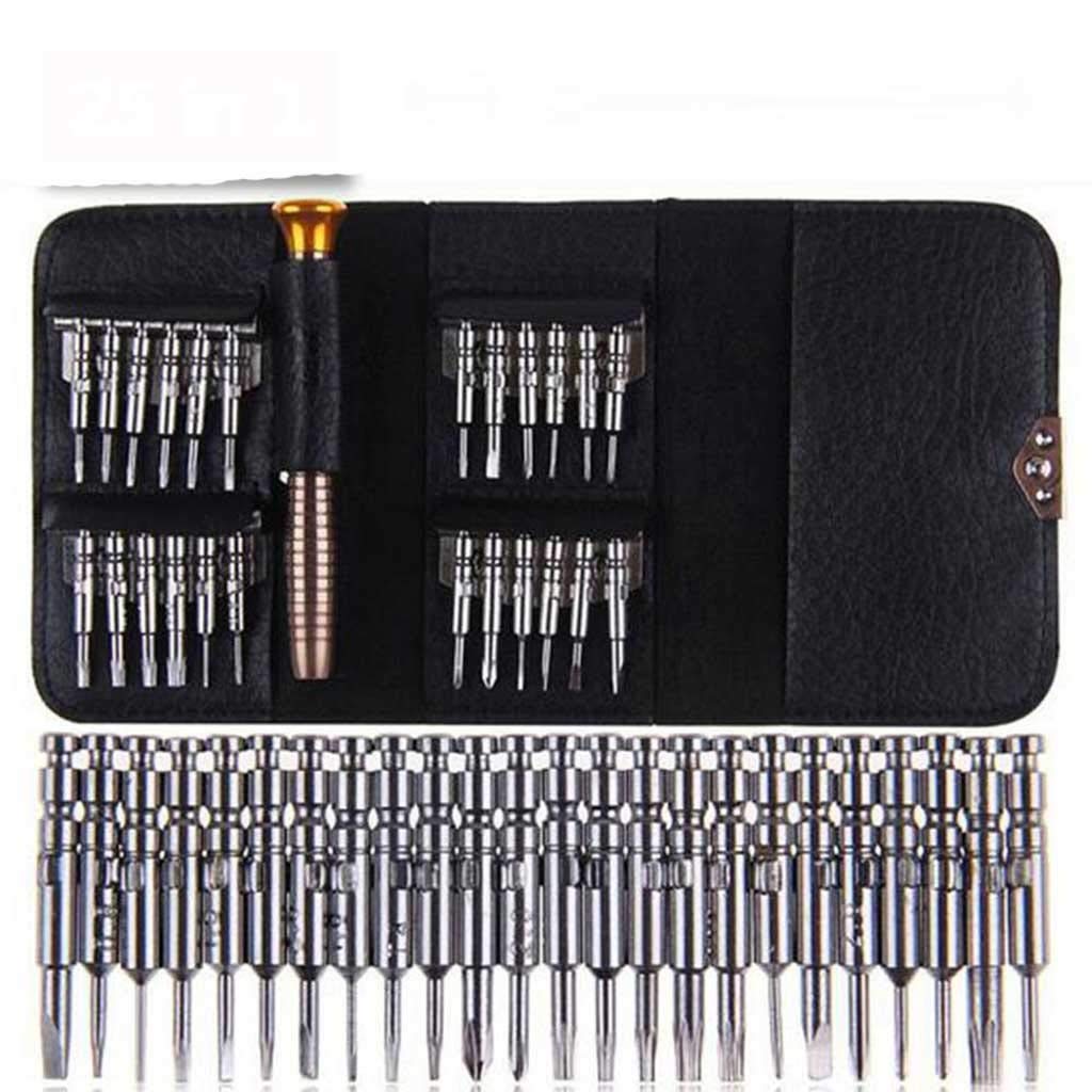 Juego de Taladro Mini Juego de Destornilladores de precisión 25 en 1 Destornillador Torx electrónico Kit de Herramientas de reparación de Apertura para cámara Reloj Tablet PC