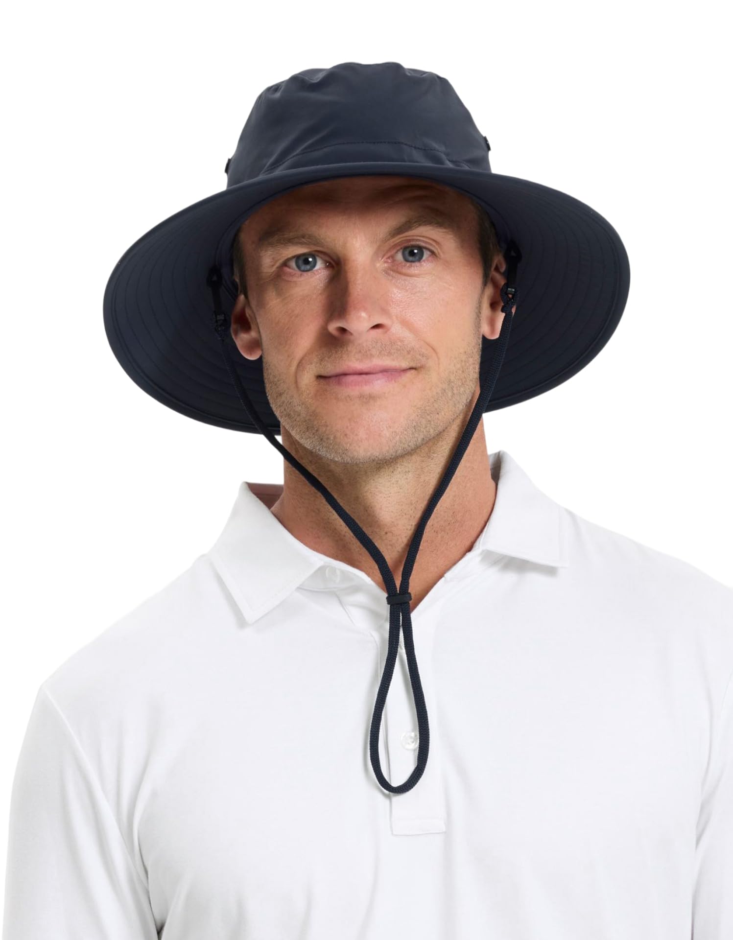 Solbari Unisex Navy Traveller Broad Brim Sun Hat Upf 50+ - Small