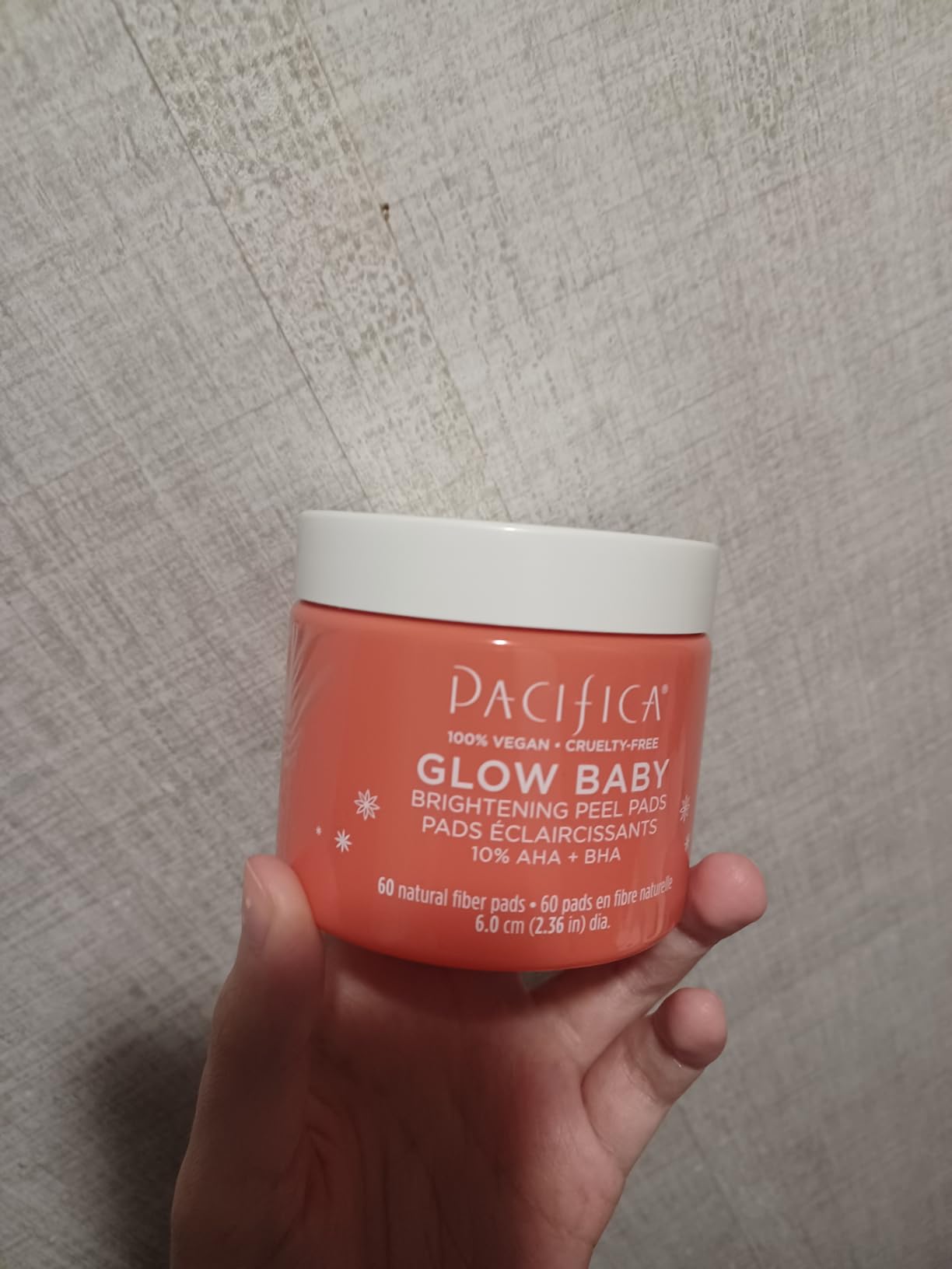 Pacifica Glow Baby Brightening Peel Pads 10% AHA + BHA Exfoliating Face Pads for Glowing Skin Resurfacing Glycolic Acid & Salicylic Acid Pad to Smooth Texture & Minimize Pores Fragrance Free 60 Count