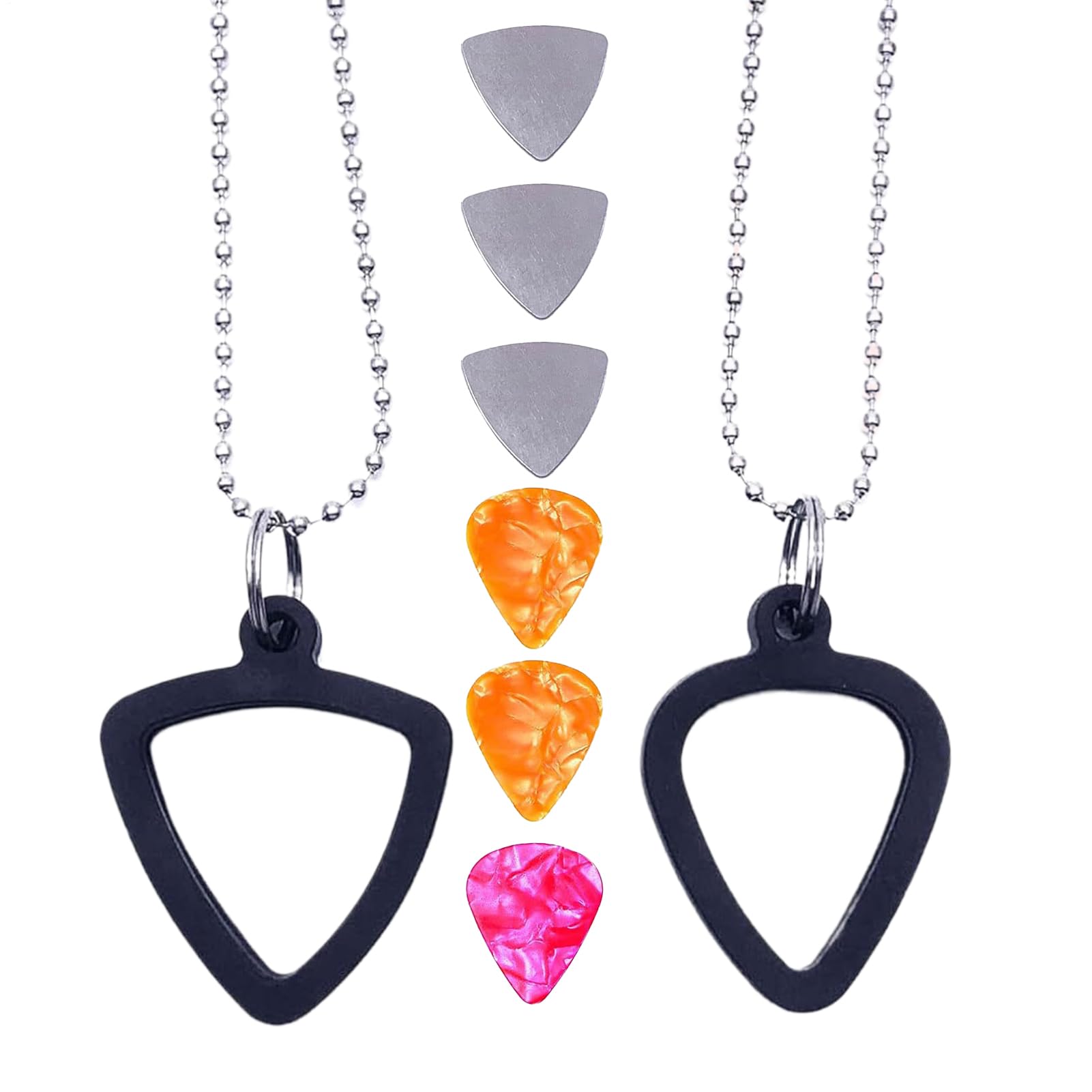 Guitar Pick Necklace Holder, Electric Bass Picks, 27.56 Inches, Adjustable Pendant Cord, Lightweight Storage Charm, Music Accessory for Playing Convenience, Concert or Practice Use