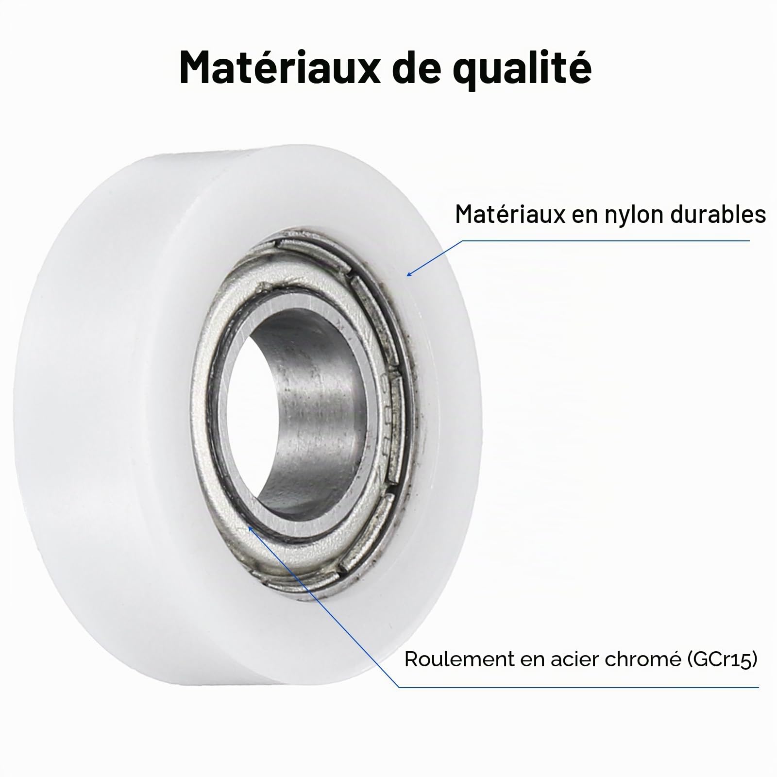 QUARKZMAN 4Pcs Roulement à Billes Guide 8 x 22 x 7mm Double Blindé Roulements à Rouleaux POM, Poulie Plate pour Meubles, Accessoires de Quincaillerie, Blanc