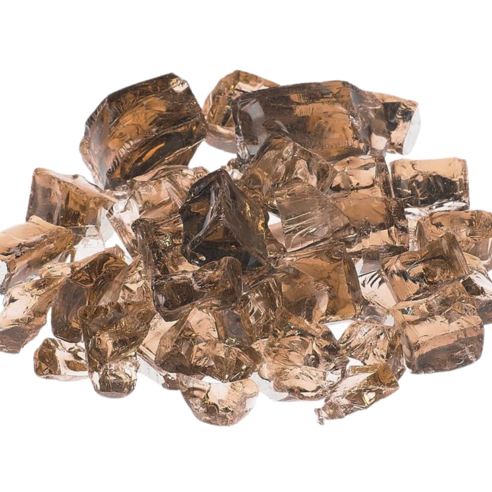 R H LIFESTYLE Crushed Glass for Resin Art - High Luster Fire Glass for Geode Art, Fire Pit Crafts (Brown 12mm, 400G)