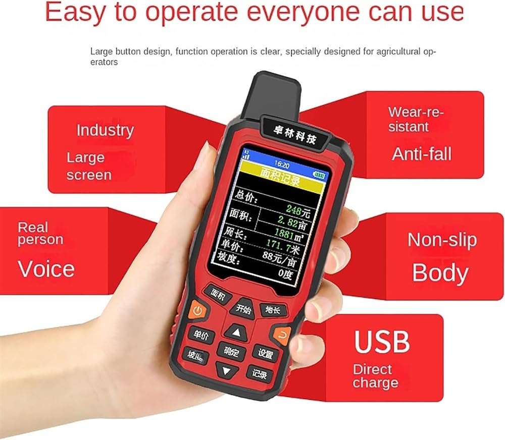 Miernik lądowy GPS, ręczne urządzenie do pomiaru powierzchni, sprzęt do pomiarów GPS z wyświetlaczem LCD 2,4", 3 tryby pomiaru, przenośny i wodoodporny, do rolnictwa, lasu, morza