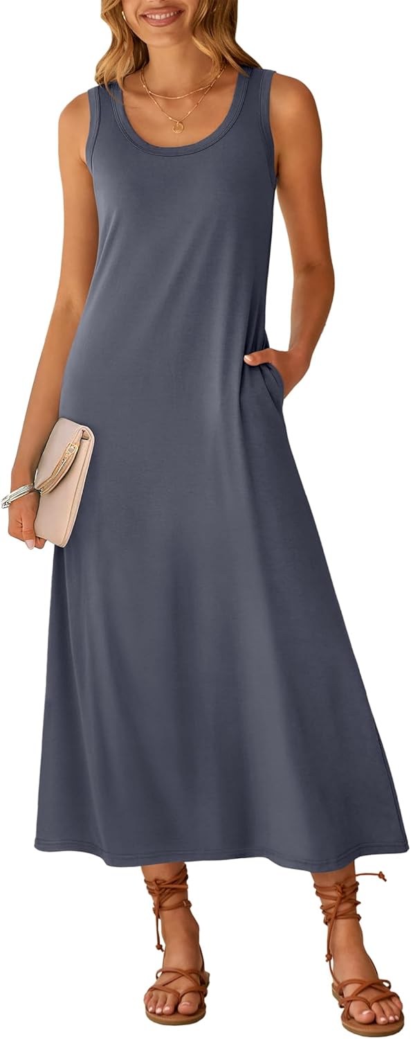 ANRABESS Womens Maxi Dresses 2026 Summer Casual Scoop Neck Sleeveless Long Tank Dress Beach Sundress Travel Vacation Clothes