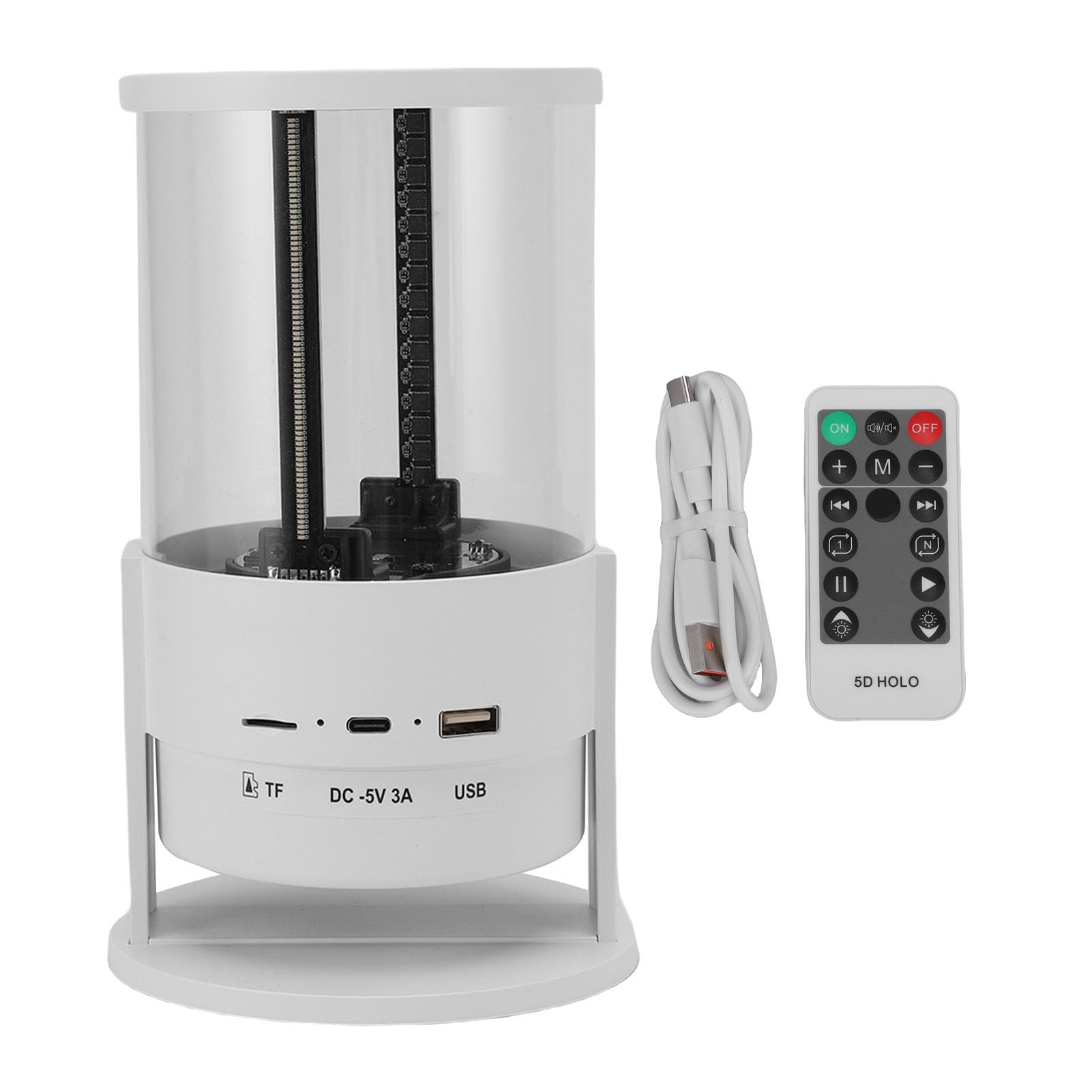 Gedourain Ventilatore Ologramma LED 10cm 1080P Display Pubblicitario 3D WiFi a Due Foglie per Negozi Uffici Supermercati Ristoranti con Copertura Trasparente