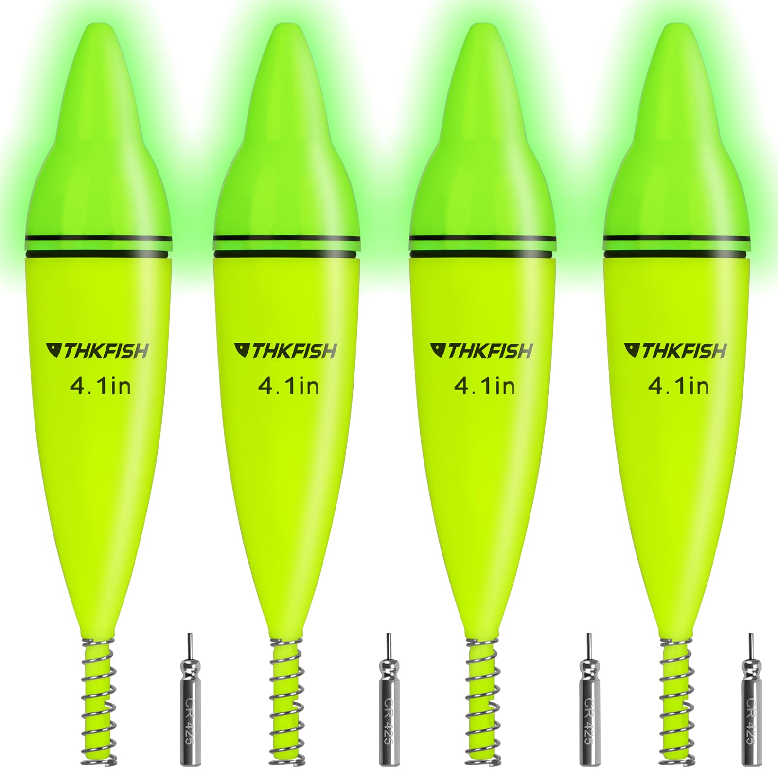 THKFISH 4PCS LED Lighted Fishing Bobbers Fishing Floats for Night, Spring Bobber Float Saltwater Freshwater Lighted Floats Glow for Crappie Walleye