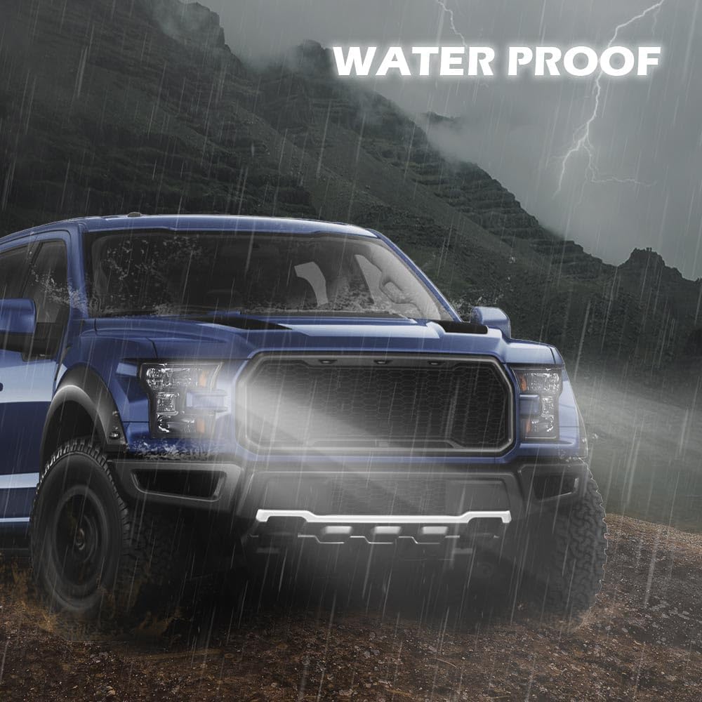 ANDPLAY Front Headlights Headlamps Assembly Compatible with Ford F150 2015 2016 2017 Driver & Passenger FL3Z13008B,FL3Z13008A,FO2502335,FO2503335,FO2502344 Smoky Lens Black Housing Amber Reflector