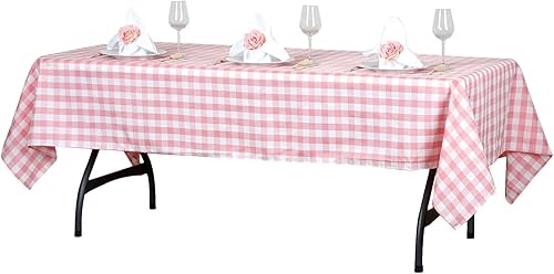 Miniatura 7 de Efavormart - Mantel a cuadros rectangular de 60 x 102 pulgadas, cuarzo blancorosa Mantel de lino de poliéster a cuadros