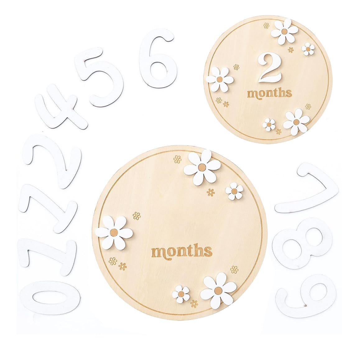 UZEXYO 1 PC Baby Monthly Milestone Cards, Milestone Baby Cards, Wooden Baby Milestone Discs Photo Props