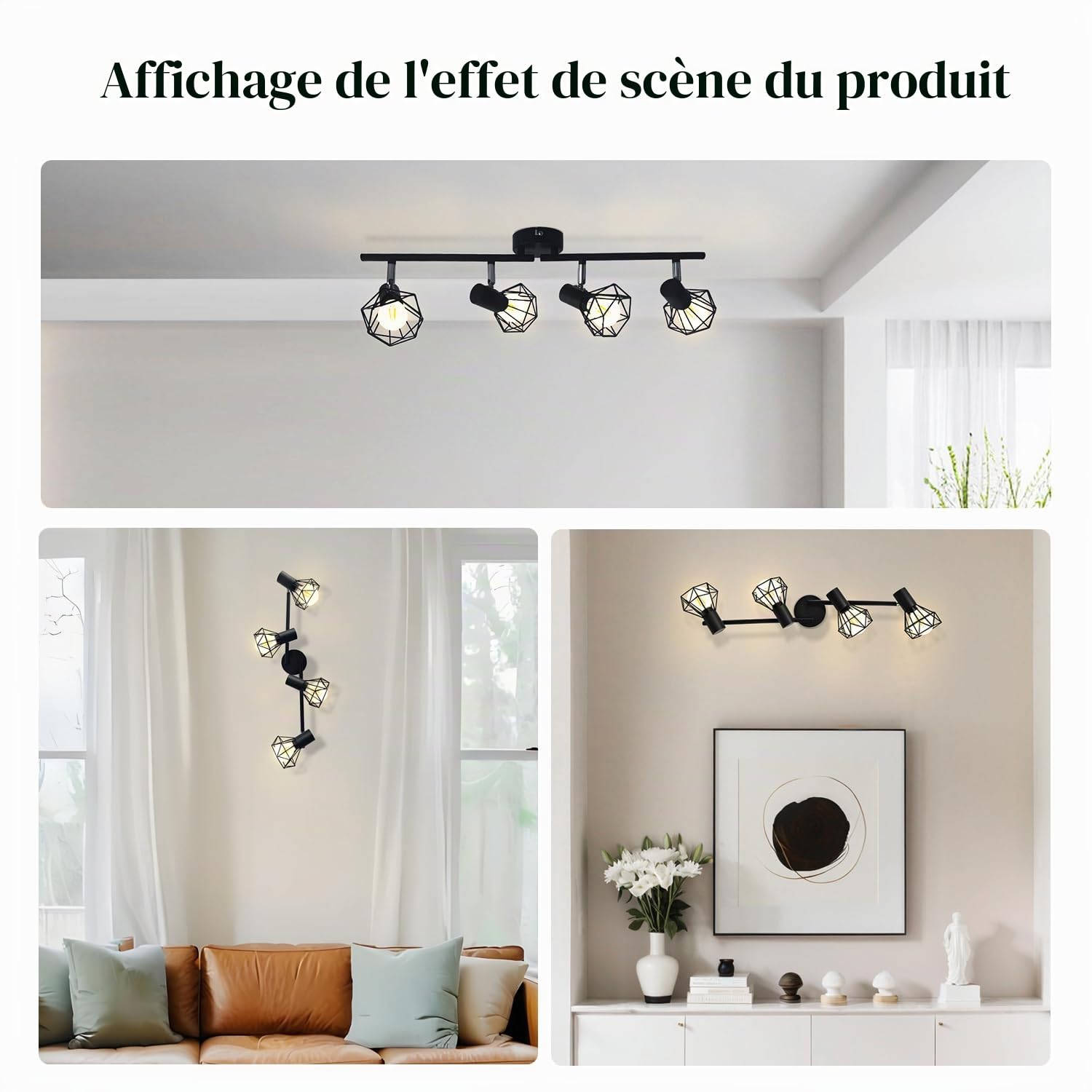 Plafonnier Spot Cuisine, E14 Orientable Cage Vintage Luminaire, Moderne Plafond lustre(sans ampoule), Industrielle Spotlight Pour Cuisine Couloir Salon Chambre Coucher