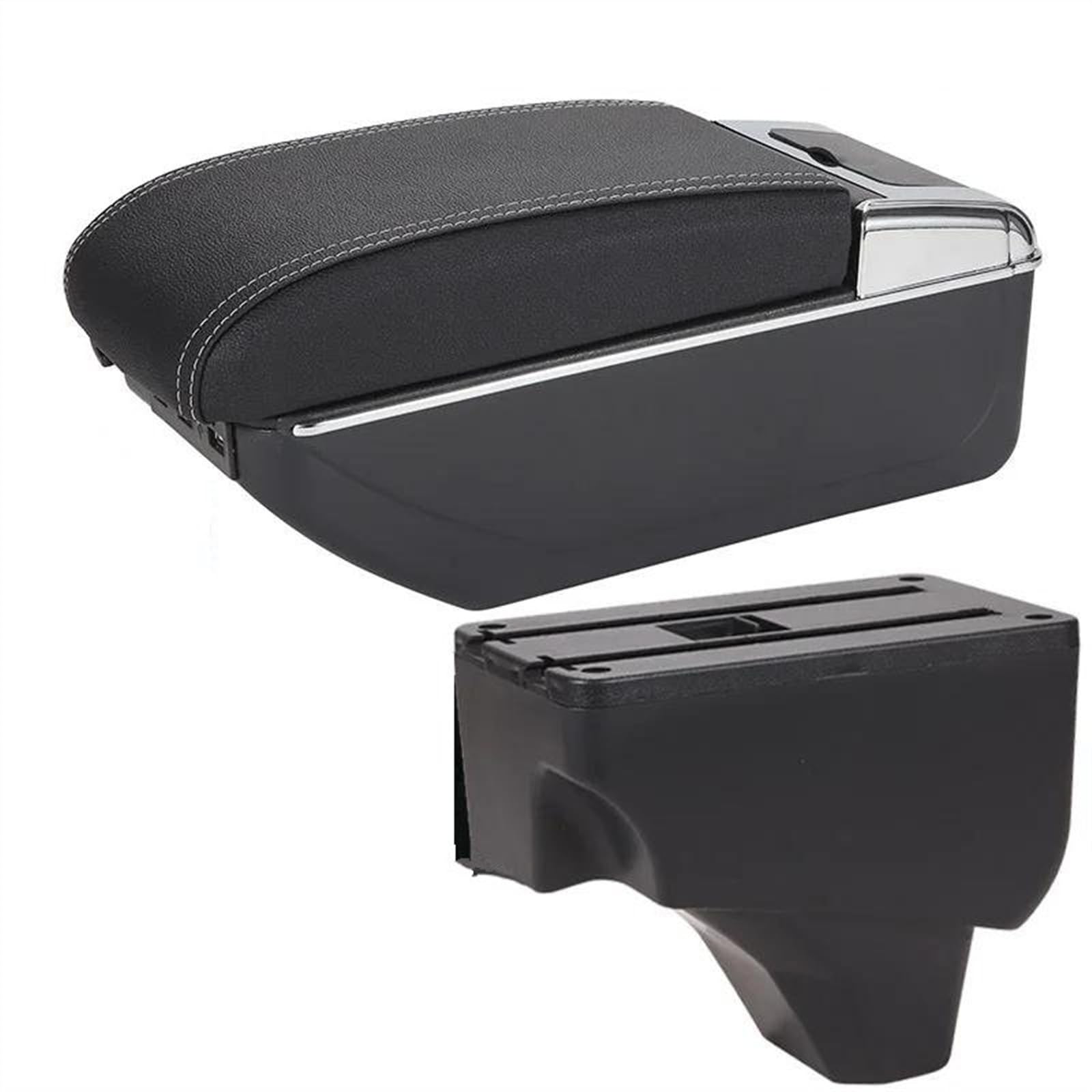 NOHEEU Car Center Console Box Seat Armrest Modification Parts For Peugeot 208 2008 2019 2020 2021 2022 2023 2024(B3 Black white 7USB)