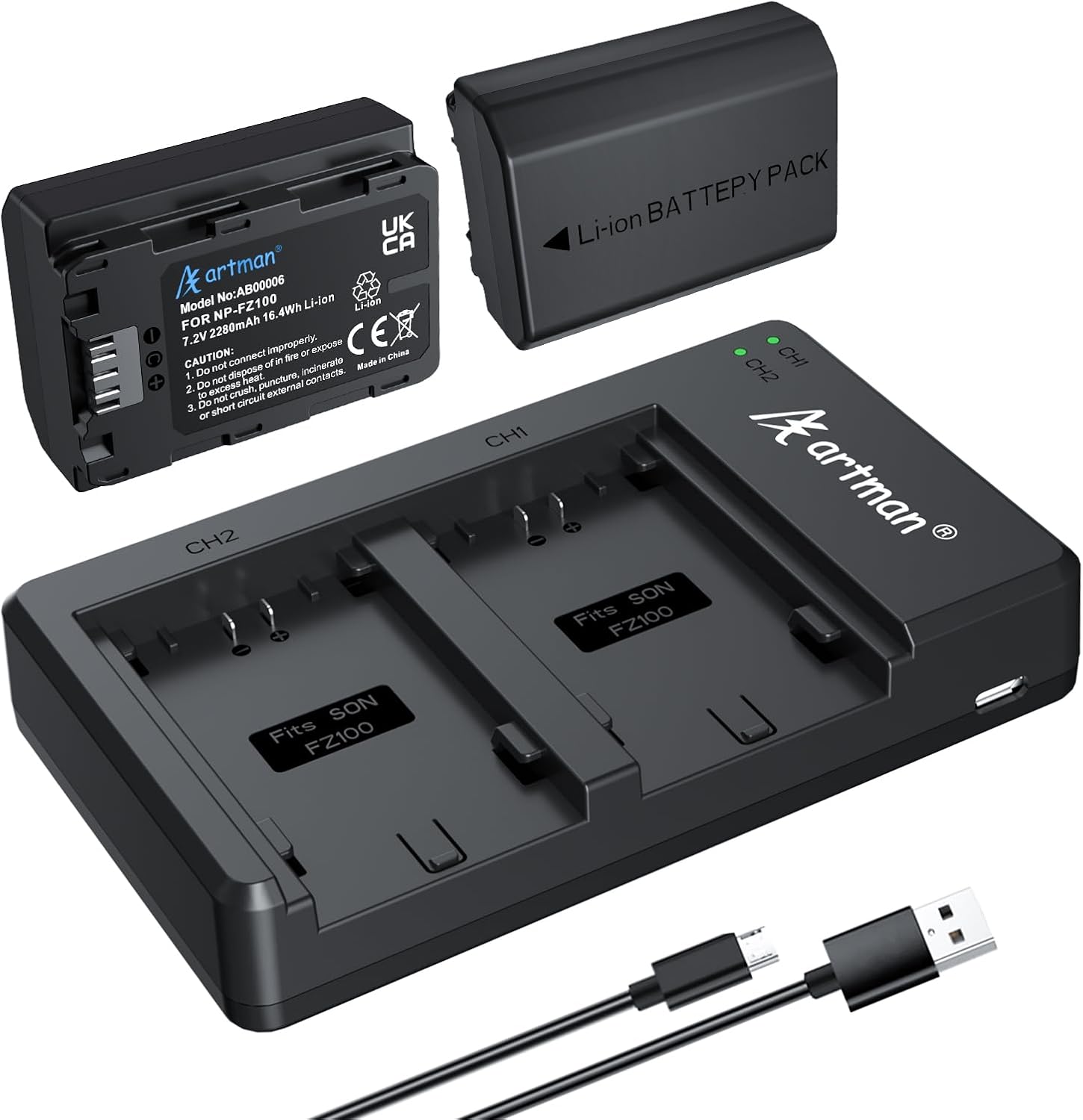 Neewer 2 Pack NP FZ100 Replacement Batteries With Dual USB Charger For Sony Mirrorless Cameras - View #9