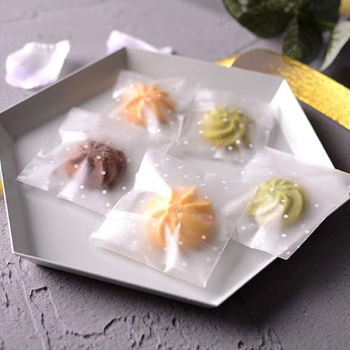 Miniatura 6 de Juego de 500 bolsas autoadhesivas para golosinas, de 3.9 pulgadas, de celofán con lunares blancos, para fiestas, para piruletas, dulces, chocolates,