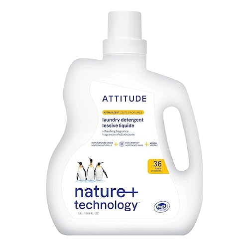 ATTITUDE Liquid Laundry Detergent, EWG Verified, HE Compatible, Plant-Based &