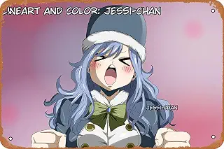 フェアリーテイル、Juvia Lockserアニメポスターホームウォールアート装飾レトロメタルブリキサイン8x12インチ