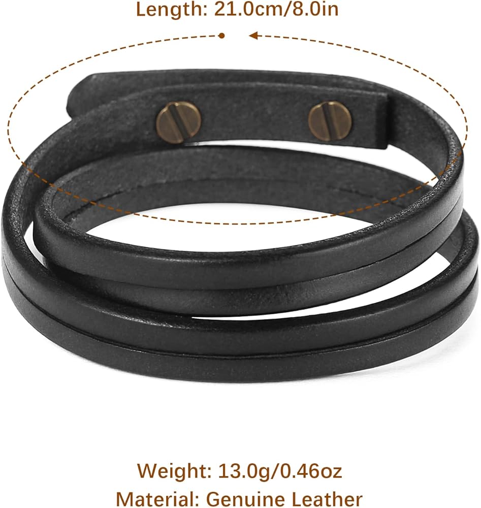 Amazon.com: HZMAN 8.0 Inch Mens Handmade Leather Cuff Bracelet