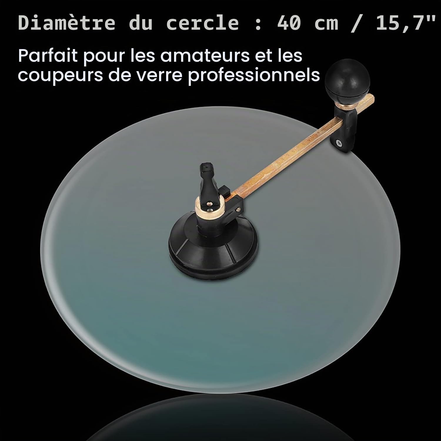 Coupe-Verre Circulaire avec Ventouse Outils de Coupe, Diamant Coupe Diamètre du Cercle 400 mm pour Amateurs Coupeurs de Verre Professionnels
