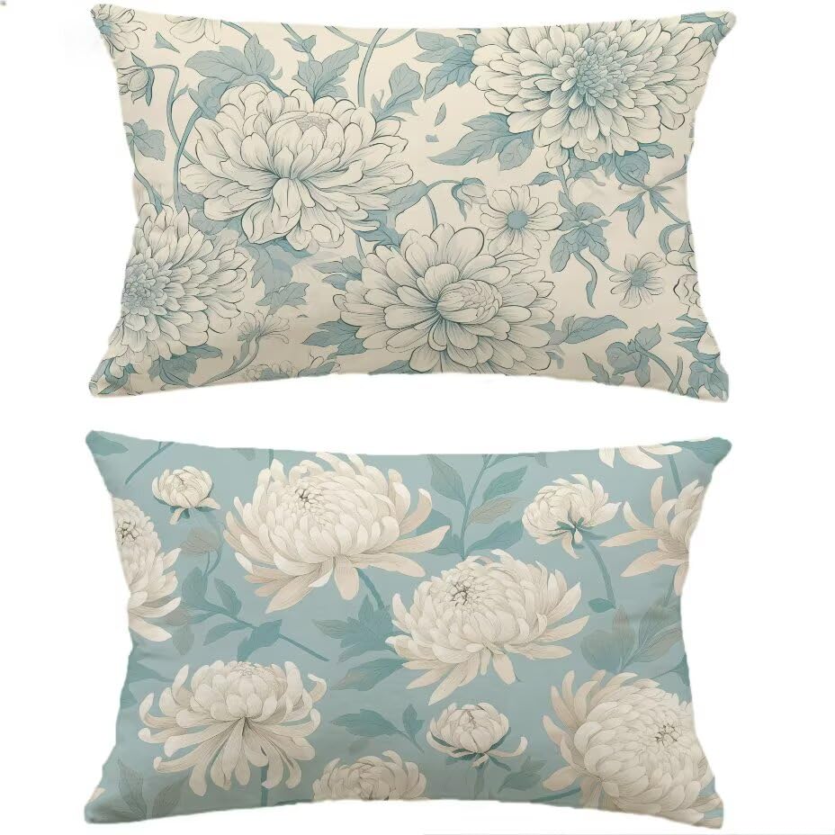Fundas de Cojines Jardín Impermeables 40x60 Cojín Lumbar Rectangular Decorativa Sofá Exterior Flor M-P605