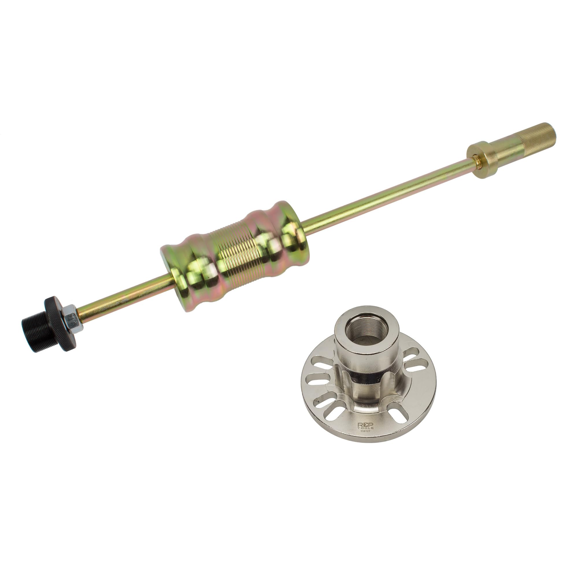 Radnaben Abzieher universal Flansch LK 98-121mm Gleithammer 4.5kg | Abzieh-Flansch für 4- und 5-Loch-Radnaben zum Ausbau der Antriebswelle