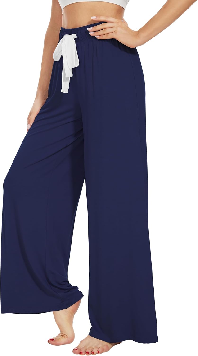 WiWi Women's Viscose from Bamboo Pajama Pants Casual Wide Leg Palazzo Lounge Pant Loose Comfy Sleep Pj Bottoms S-XXL - Image 3