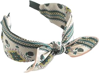 Bunny Ear Knot Headband for Women, Wide Bow Headwrap, Western Style Hair Band for Updo, Travel, Party, and Chic Daily Accessory (4-Green, One Size)