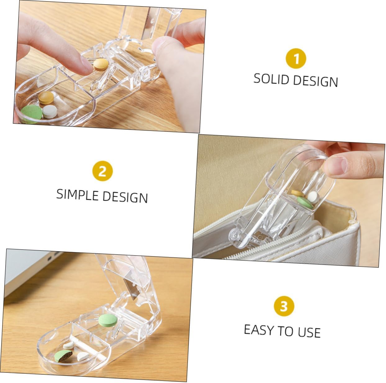 Mobestech Compact 6pcs Pill Box Splitter Multiple Pill Cutter Travel Cutter Dispenser Divider Medicine Organizer