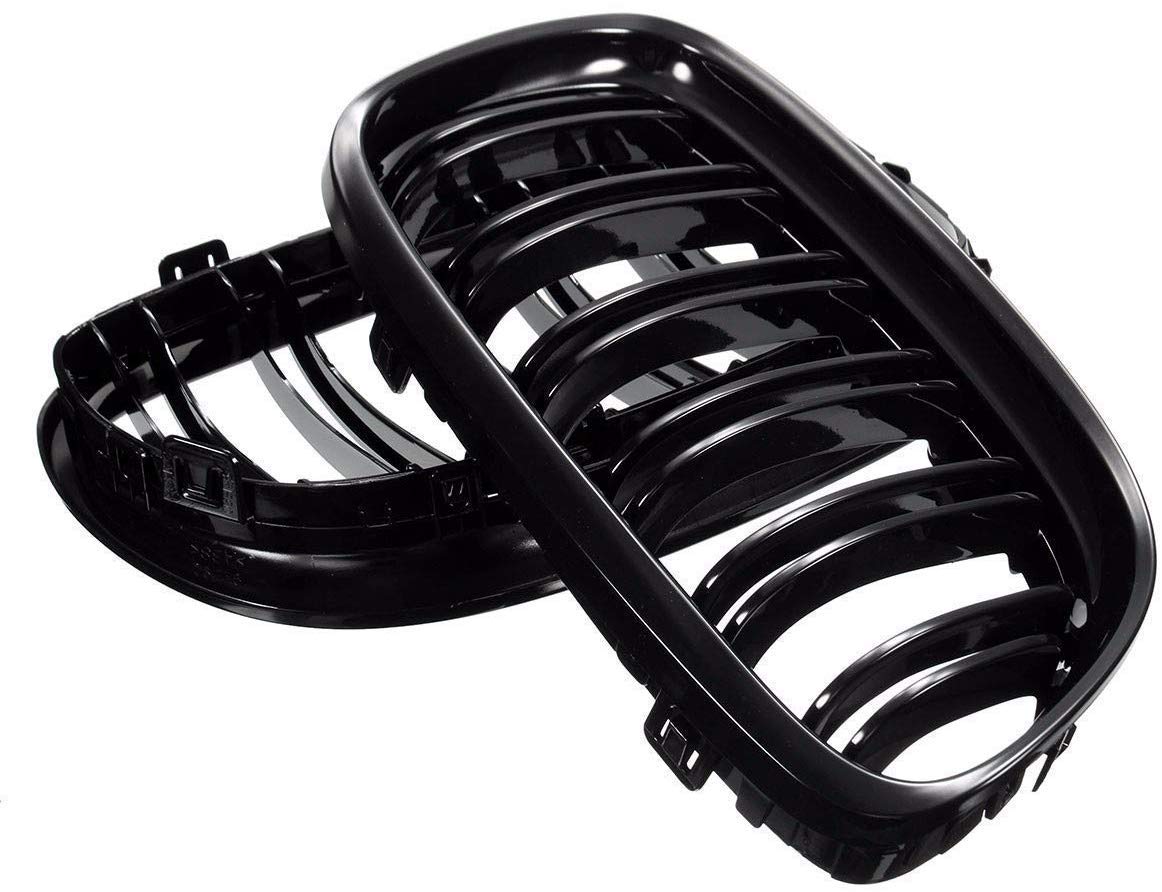 Parrilla delantera doble puente para riñón, negro brillante, E90 E91, 4 puertas, 09-11