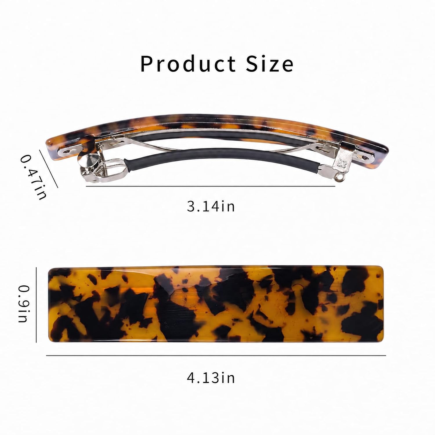 Jayongnee Large Tortoise Shell Hair Barrettes for Women | Elegant French Design, Automatic Clip, Medium and Thick Hair, Clip Style