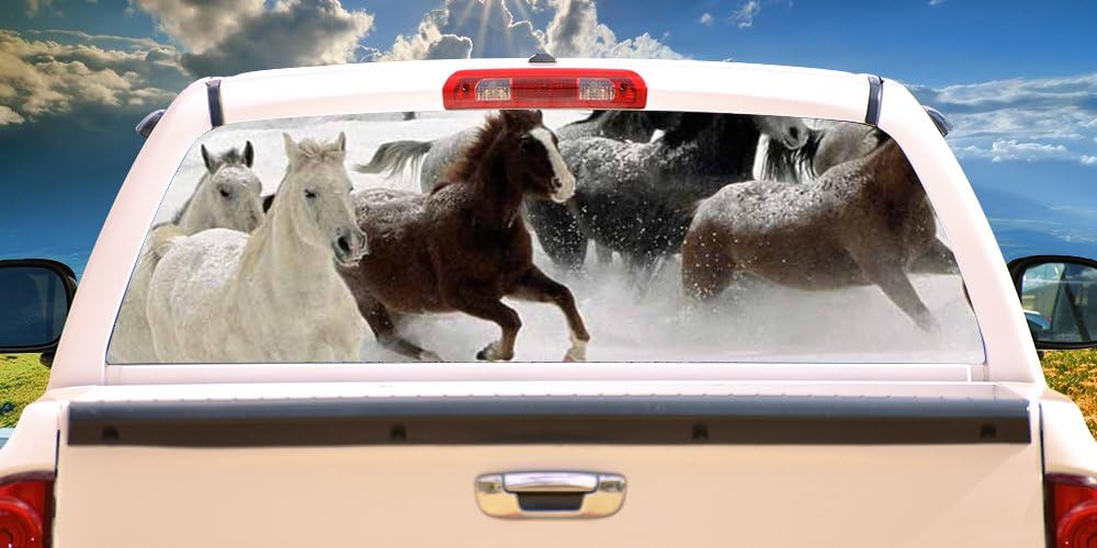SignMission Horses 1 Rear Window Graphic Horse Scene Truck Decal View Thru Vinyl