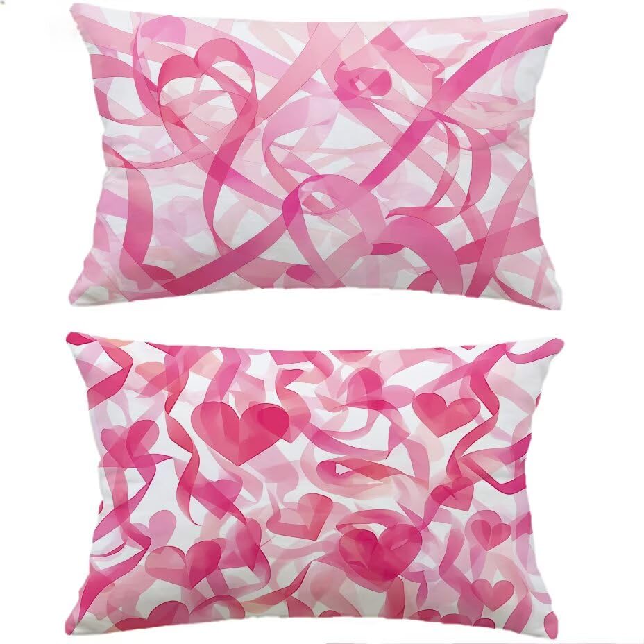 Housse de coussin de jardin amour décoratif 40x70 rose pour un extérieur cocooning