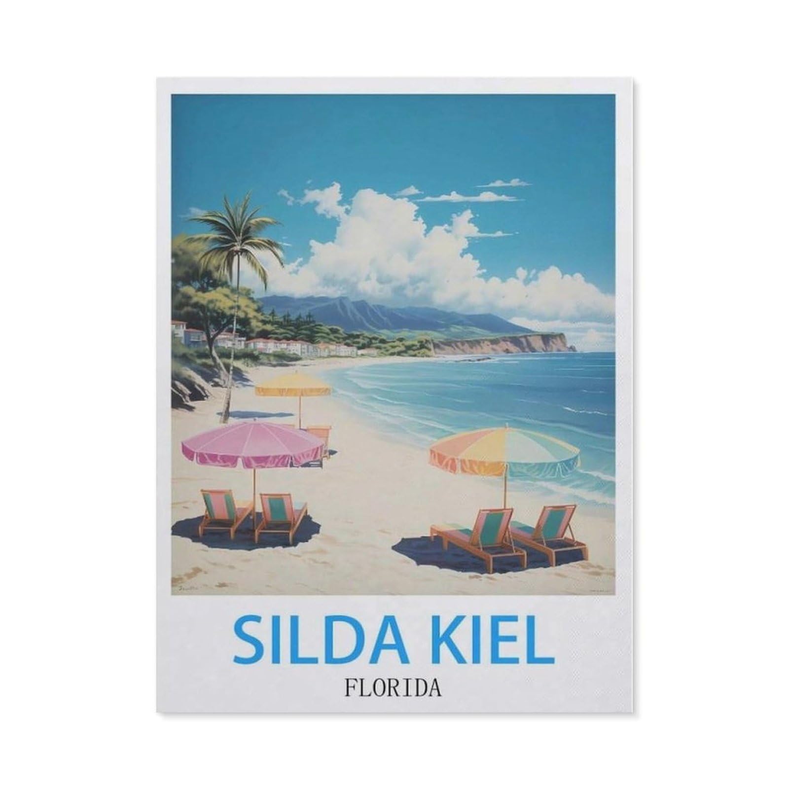 Beayodkp （30 X 40 Cm/11.81 X 15.74 Inches） Diamond Painting，Silda Kiel Florida Vintage Travel Posters，Diamond Painting Art Embroidery Cross Stitch Pictures Gift Wall Decoration-Cd44