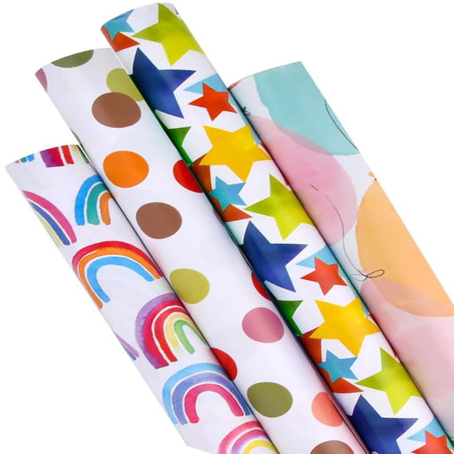 Premify 4 Pack Gift Wrapping Paper Roll Set Included Gift Kraft Wrap Paper For Birthday Party Graduation Eid Boys Girls kids baby Men Women 43 cm X 300cm Per Sheet