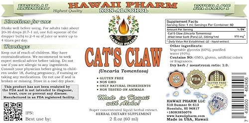 Miniatura 2 de Extracto líquido sin alcohol de uña de gato, garra de gato (Uncaria Tomentosa) Suplemento herbario natural de glicerita de corteza interior seca de