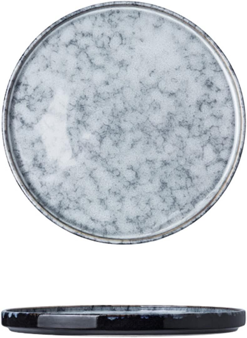 Dinner Plates Chinese Retro Ceramic Dinner Plate Household Simulation Marble Pattern Dinner Plates Restaurant Porcelain Western Food Steak Plate Round Flat Plate Salad Plates