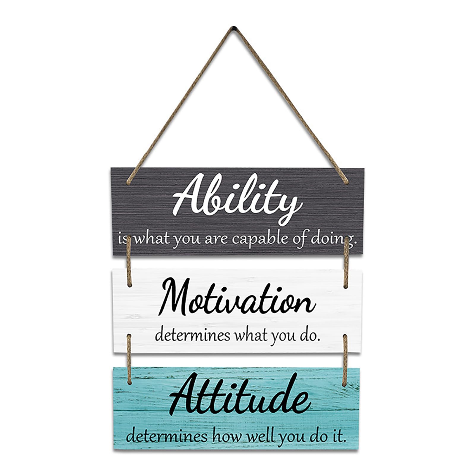 Oxxggkao Wood Offices Wall Hanging Signs Uplifting Messages Inspirational Quotes Ability Motivation Attitude Decorative Plaques Offices Wooden Wall Hanging Sign