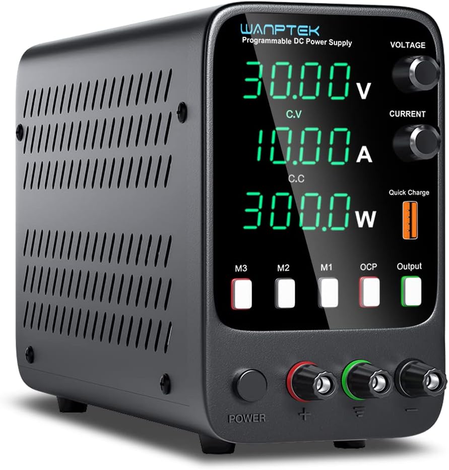 DC Power Supply Variable, 30V 10A Bench Power Supply with Memories, Output Switch, Adjustable Switching Regulated Power Supply with 4-Digits Display, Encoder Adjustment Knob
