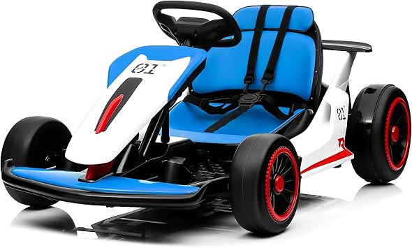 Go Kart, JOYRACER Ride On Race Car for Kids, 24V Drift Kart Car W/ 10Ah Large Battery, 2x150W Powerful Motor, Drift/Sports Mode, Music, Max Load 110lbs,2 Speed AvailableUp to 8MPH