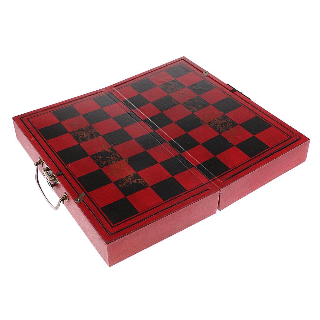 Juego De Ajedrez Chino Plegable Resina | plegable, piezas refinadas, color marrón rojizo, resistencia