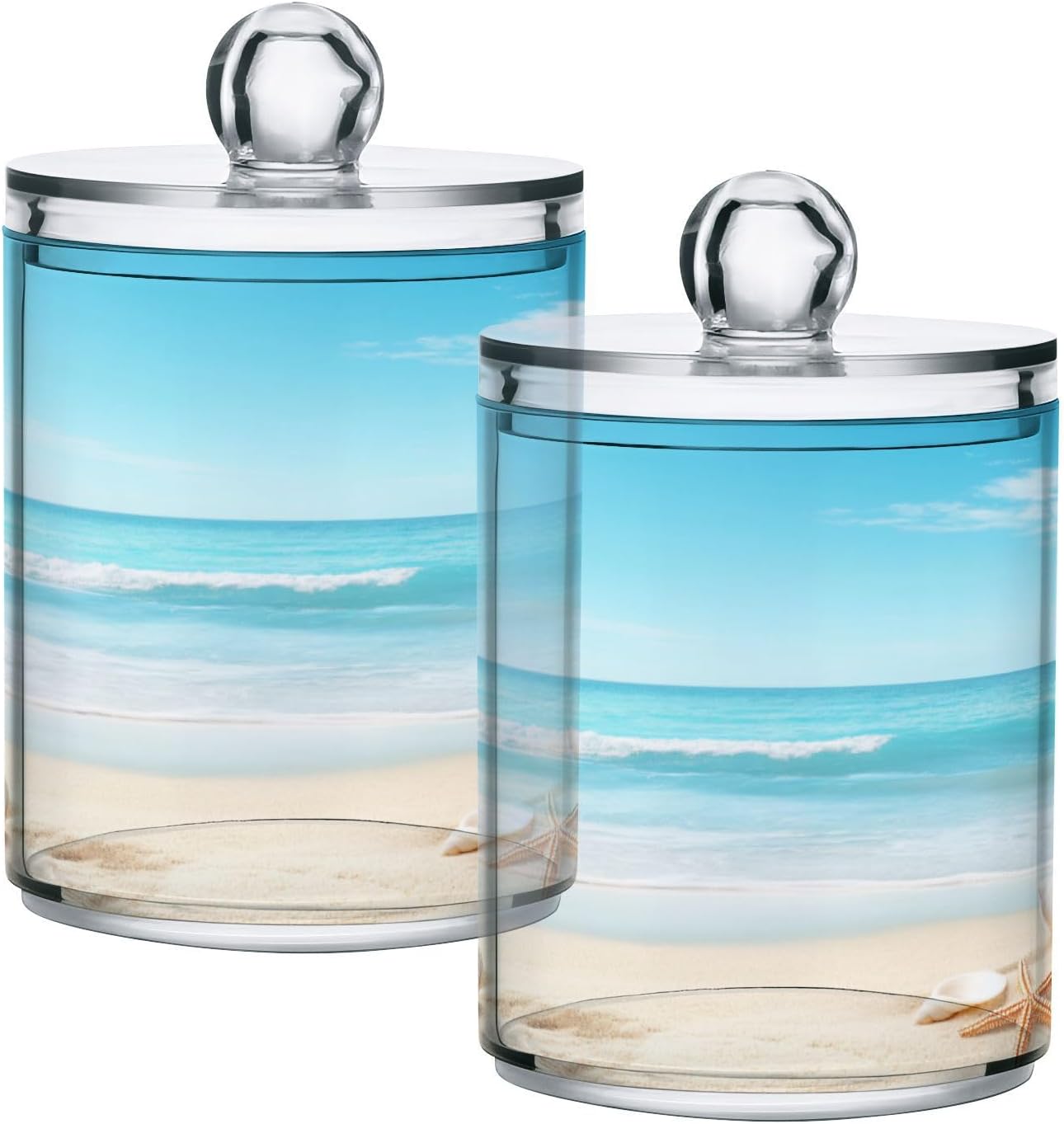 Amazon.com: Gravopti Beautiful Beach Scene 14oz Storage Jars with Lids ...