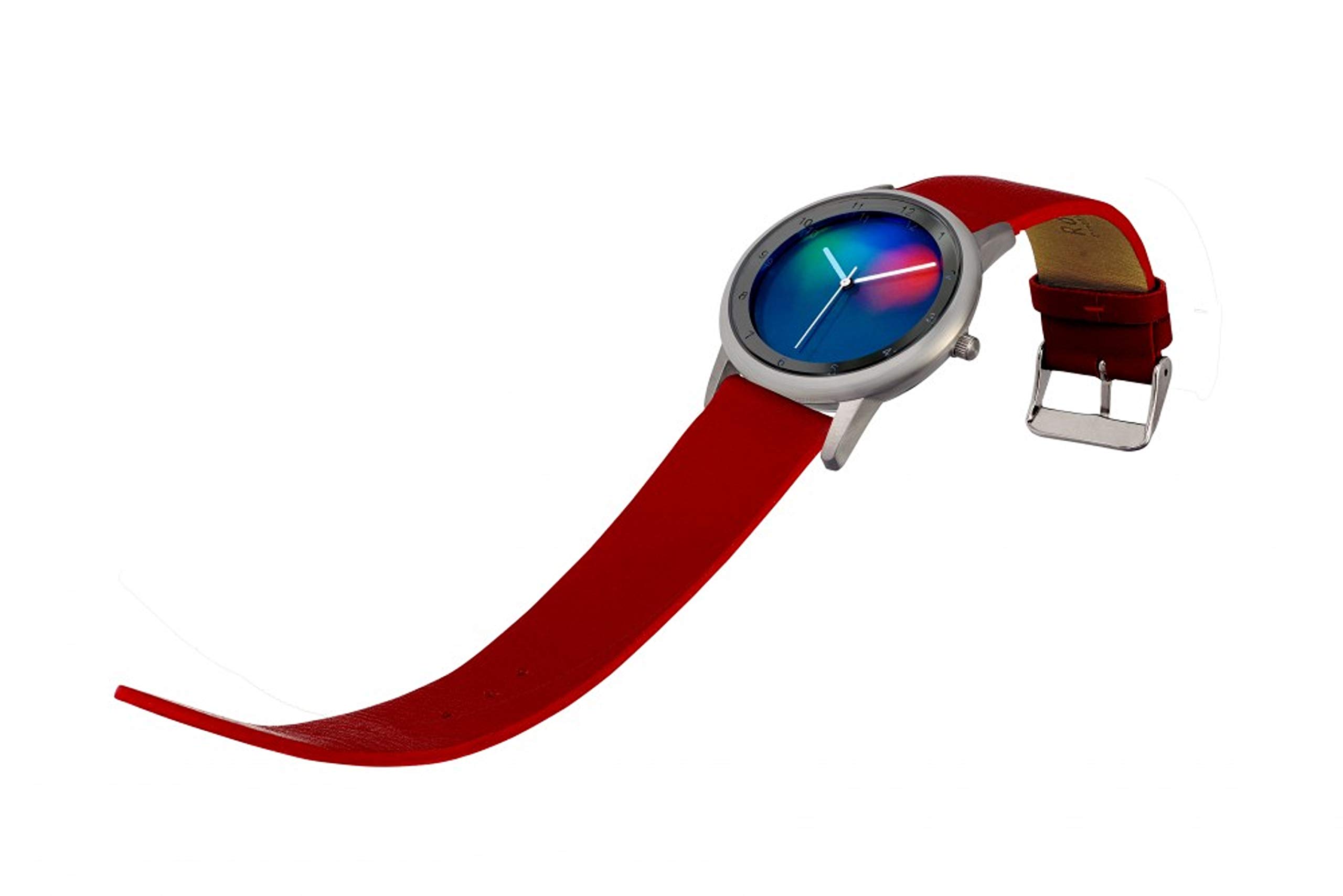 Rainbow Watch Unisex Uhr Quarz Avantgardia Light mit rotem Echtleder Armband
